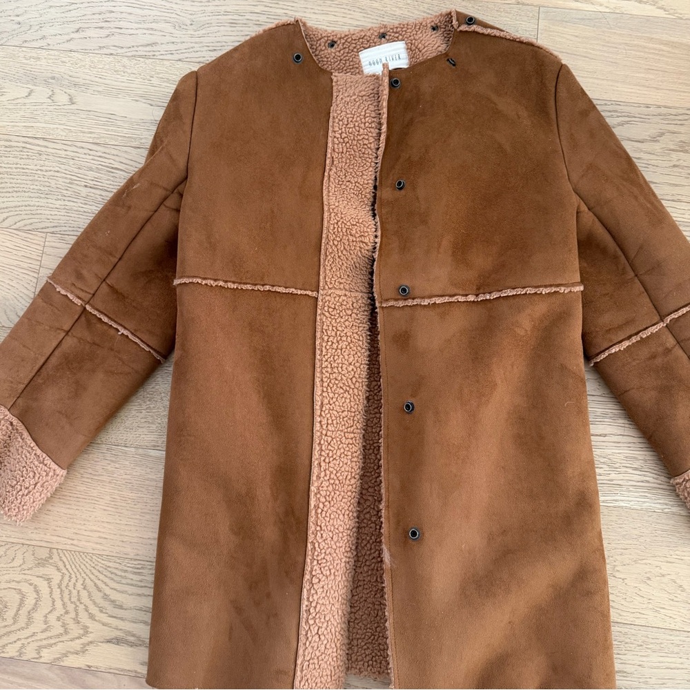 Moon River Brown Faux Shearling Jacket